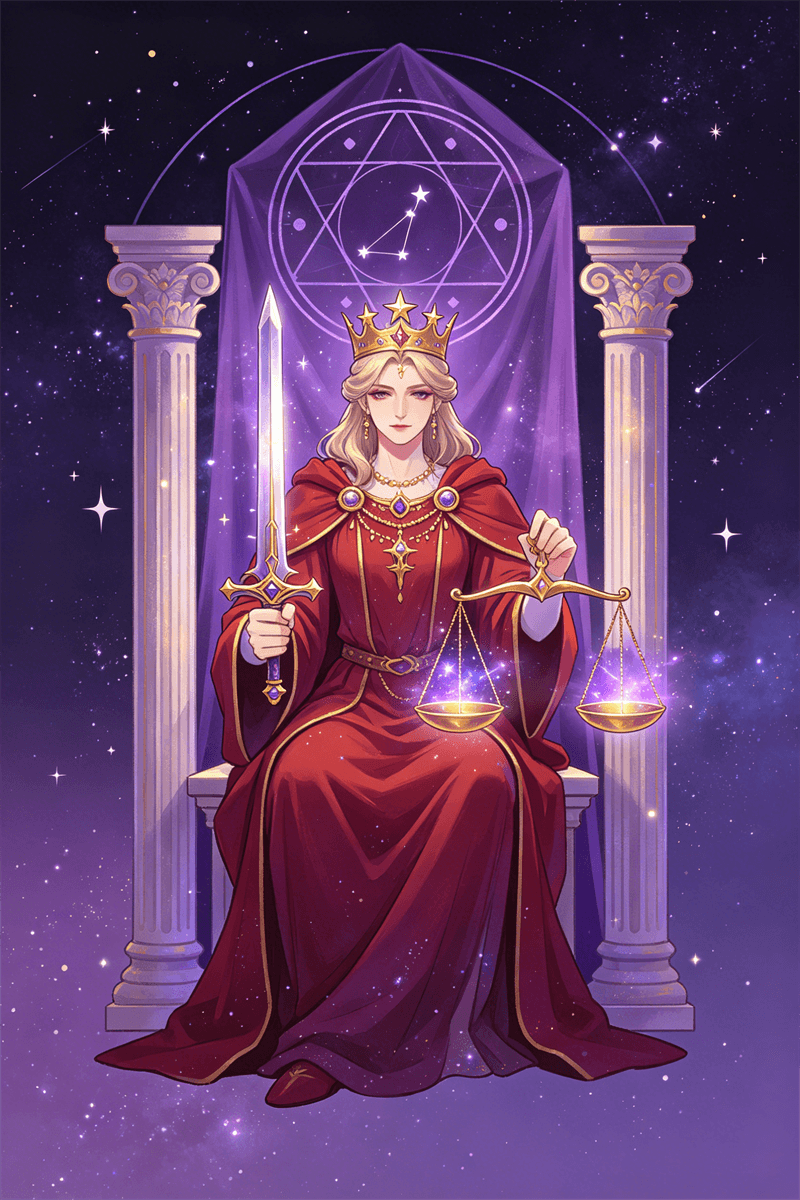 La Justicia tarot con balanza y espada